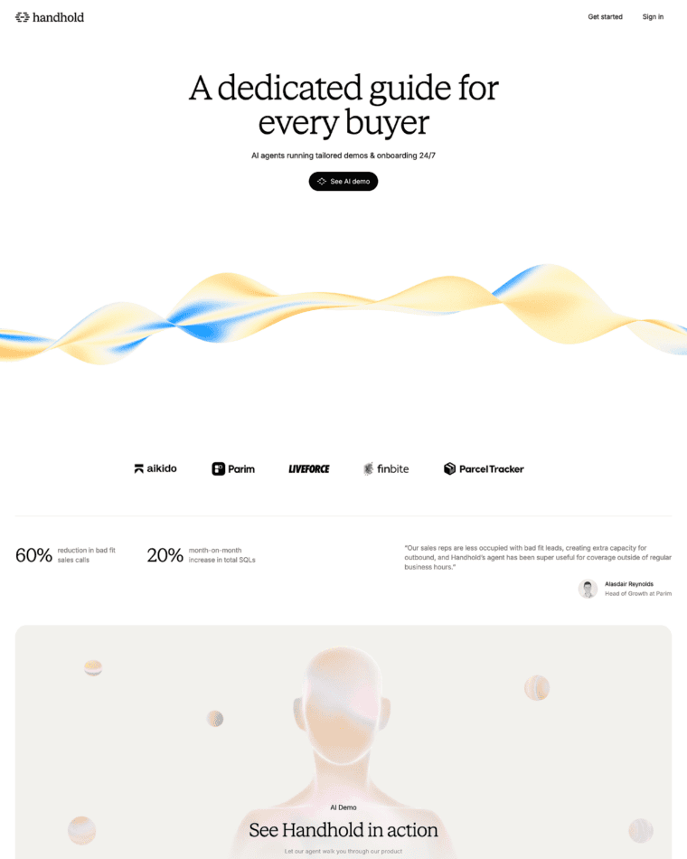 Handhold SaaS landing page preview