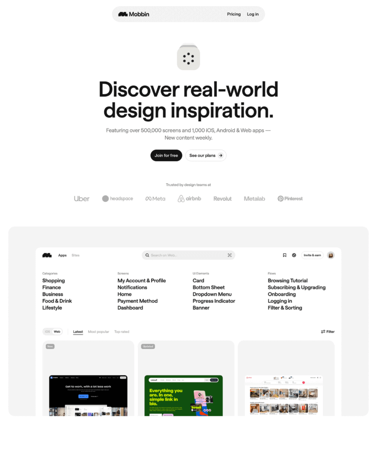 Mobbin SaaS landing page preview