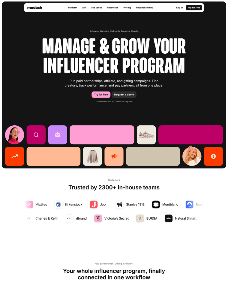 Modash SaaS landing page preview